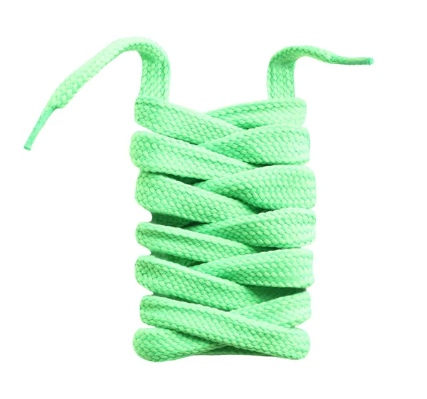 Green Shoe Laces Isolated White — 스톡 사진