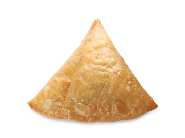 Färsk Läcker Krispig Samosa Isolerad Vit Ovanifrån — Stockfoto