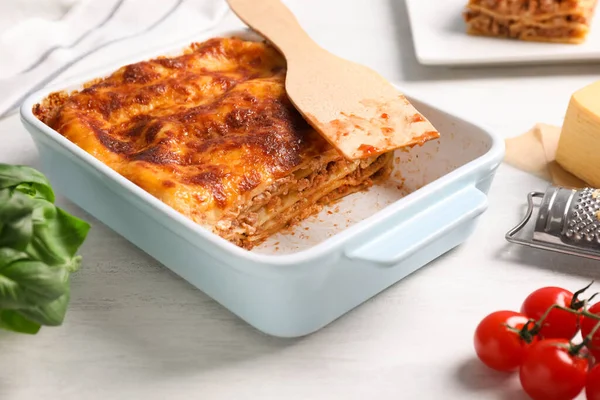 Deliziose Lasagne Teglia Bianca — Foto Stock