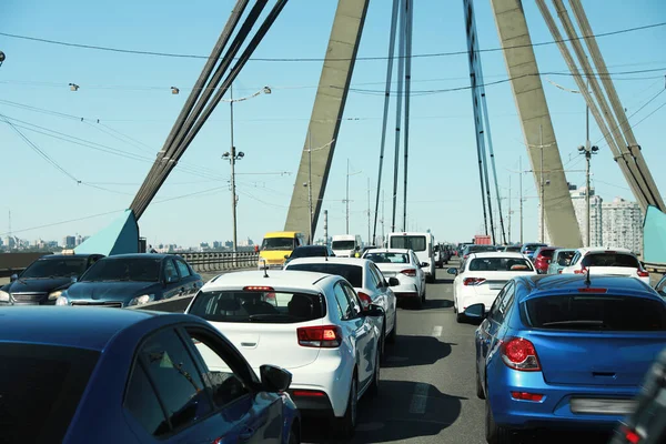 Carros Engarrafamento Rua Cidade — Fotografia de Stock