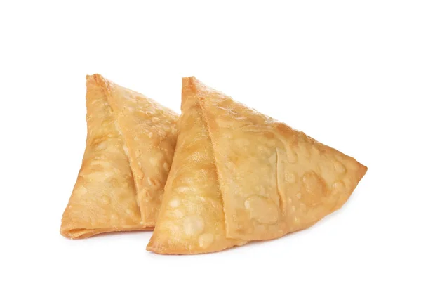 Fresh Delicious Crispy Samosas White Background — Stock Photo, Image