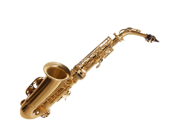 Hermoso Saxofón Aislado Blanco Instrumento Musical — Foto de Stock