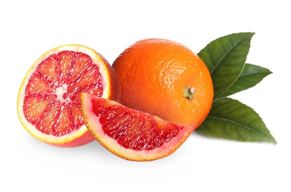 Delicious Ripe Red Oranges White Background — Stock Photo, Image