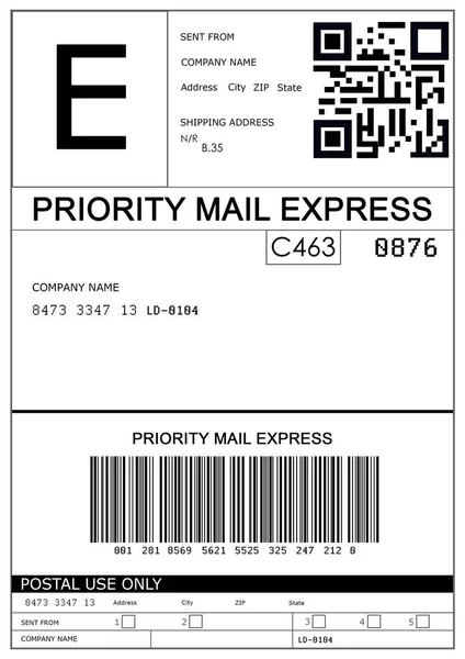 Label with data and barcode, illustration. Parcel delivery