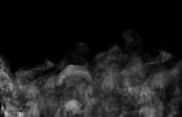 Fehér Gőz Emelkedik Levegőben Fekete Háttér — Stock Fotó