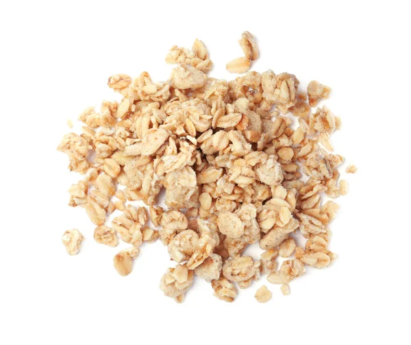 Pile Granola White Background Top View Healthy Snack — Stock Photo, Image