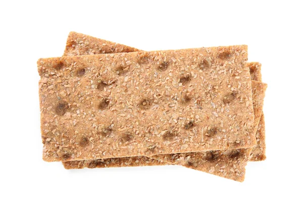 Fresh Crunchy Rye Crispbreads White Background Top View — Stock Photo, Image