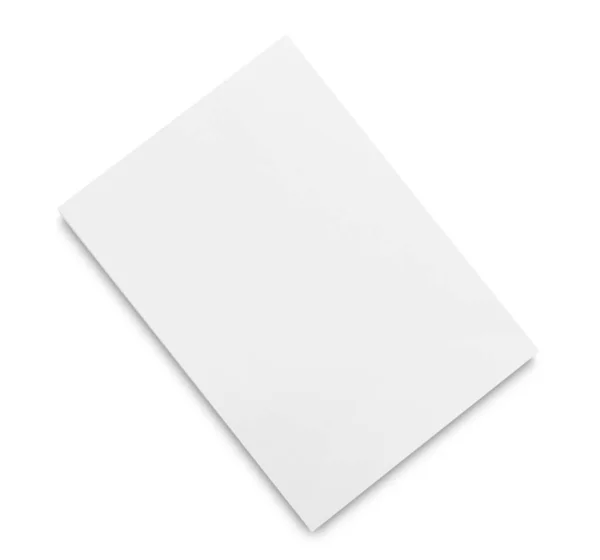 Pilha Folhas Papel Branco Para Brochura Isolada Branco Vista Superior — Fotografia de Stock