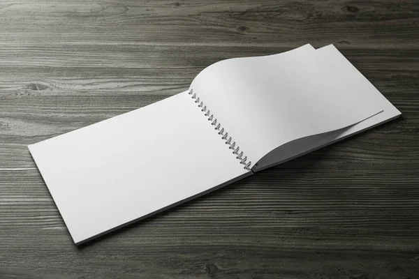 Leere Papierbroschüre Auf Holztisch Mockup Für Design — Stockfoto