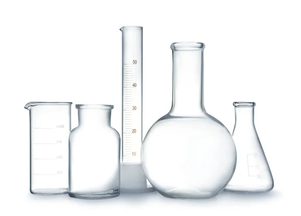 Tomma Rena Laboratorieglas Vit Bakgrund — Stockfoto