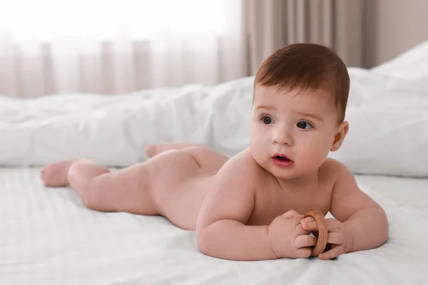 Cute Little Baby Toy Soft Blanket Indoors — Stock Photo, Image