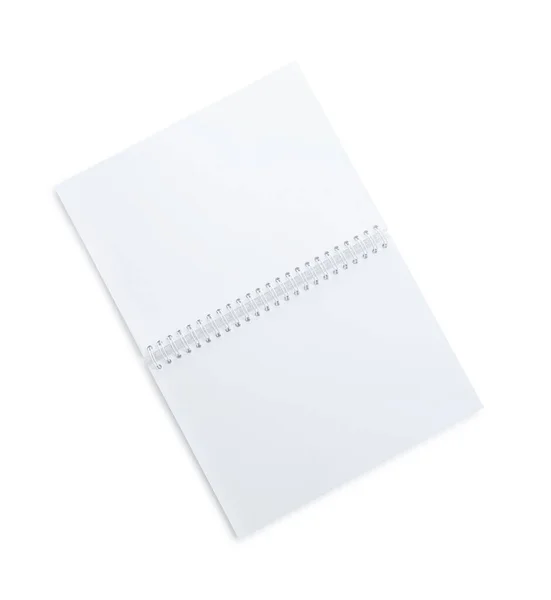 Öppna Blankt Papper Broschyr Isolerad Vit Ovanifrån Mockup För Design — Stockfoto