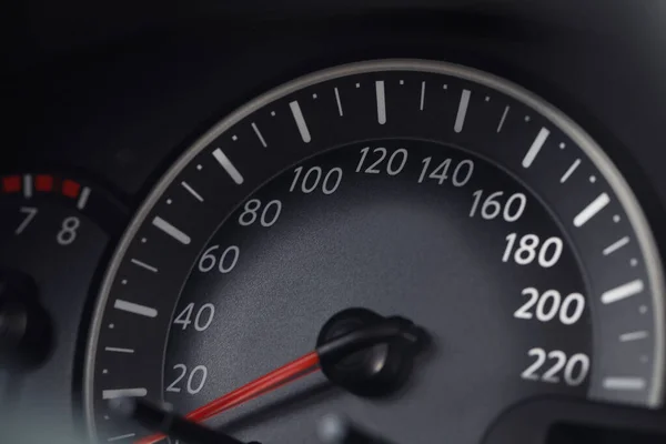 Speedometer Modern Car Dashboard Closeup View — Stock Photo, Image