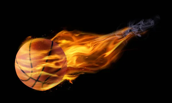 Баскетбольний Яскравим Полум Чорному Тлі Дизайн Прапора — стокове фото