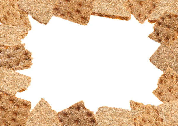 Frame Fresh Crunchy Rye Crispbreads White Background Space Text — Stock Photo, Image