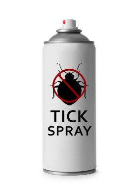 Beyazda izole edilmiş kene spreyi. Böcek kovucu 