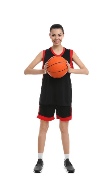 Basketballspieler Mit Ball Auf Weißem Hintergrund — Stockfoto