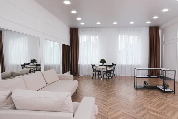 Modern Room Parquet Flooring Stylish Furniture — Stock Photo, Image
