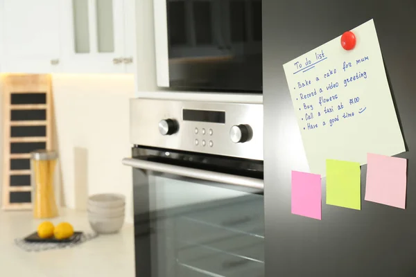 Зробити Список Липкі Ноти Холодильнику Кухні Простір Тексту — стокове фото