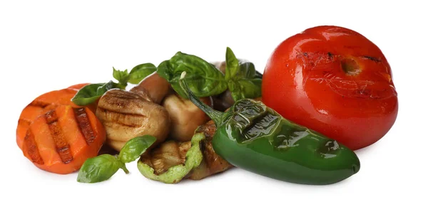 Mischung Aus Köstlichem Gegrilltem Gemüse Auf Weißem Hintergrund — Stockfoto