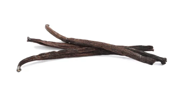 Dried Aromatic Vanilla Sticks White Background — Stock Photo, Image