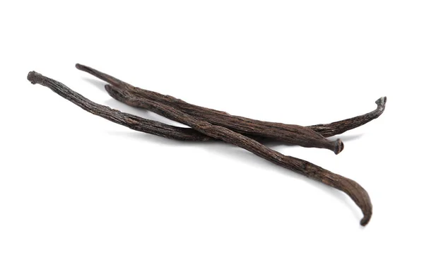 Dried Aromatic Vanilla Sticks White Background — Stock Photo, Image