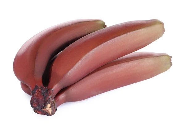 Délicieuses Bananes Rouges Pour Bébés Sur Fond Blanc — Photo