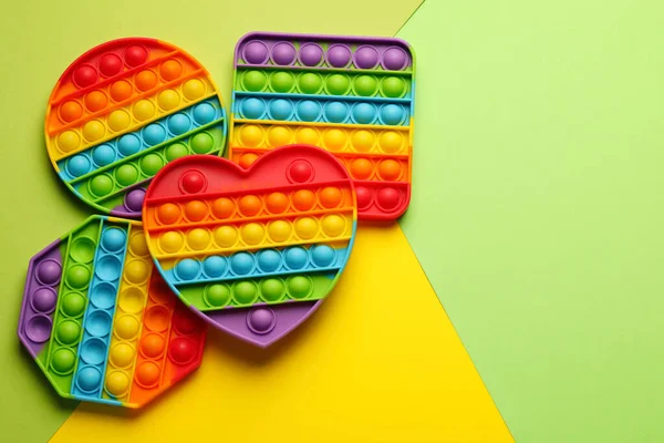 Rainbow Pop Fidget Toys Color Background Flat Lay Mezera Pro — Stock fotografie