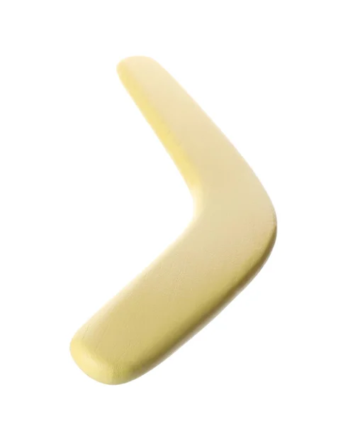 Gelber Bumerang Isoliert Auf Weiß Aktivitäten Freien — Stockfoto