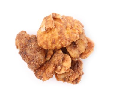 Beyaz arka planda lezzetli granola. Sağlıklı çerez