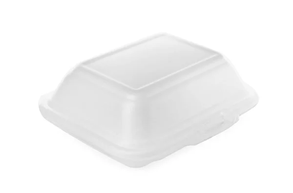 Caixa Almoço Plástico Descartável Isolado Branco — Fotografia de Stock