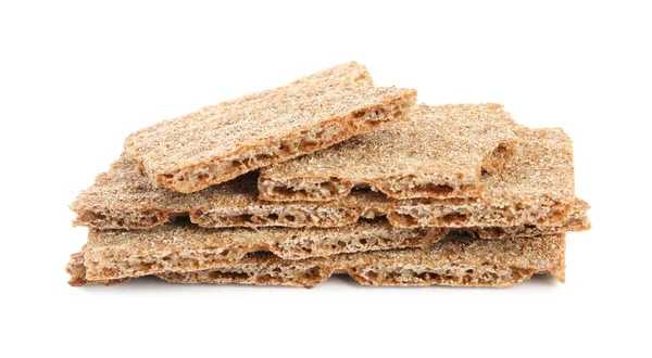 Kawałki Chrupiącego Chleba Żytniego Białym Tle — Zdjęcie stockowe