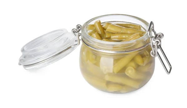 Canned Green Beans Jar Isolated White — Stock Photo, Image