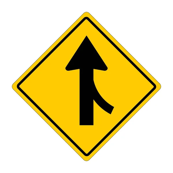 Znak Drogowy Merging Traffic Prawej Strony Białym Tle Ilustracja — Zdjęcie stockowe