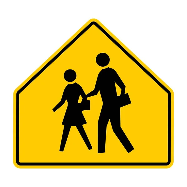 Panneau Signalisation School Crosswalk Sur Fond Blanc Illustration — Photo