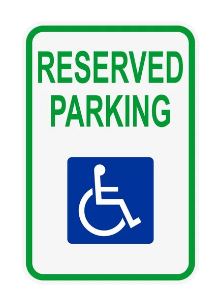 Sinal Trânsito Reservado Para Estacionamento Handicapped Sobre Fundo Branco Ilustração — Fotografia de Stock