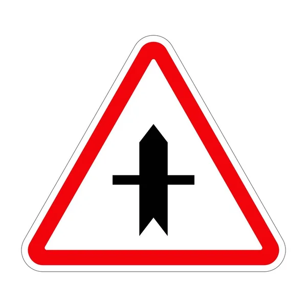 Verkehrsschild Crossroads Auf Weißem Hintergrund Illustration — Stockfoto
