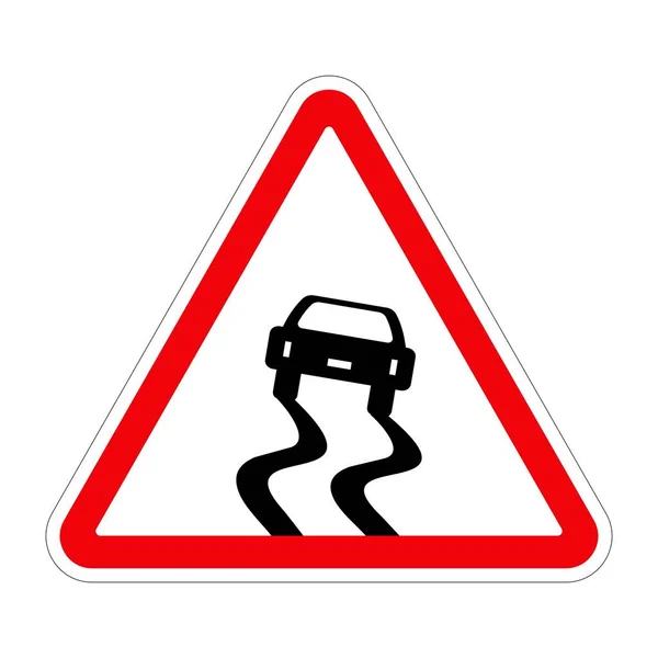 Verkehrszeichen Slippery Road Straße Auf Weißem Hintergrund Illustration — Stockfoto