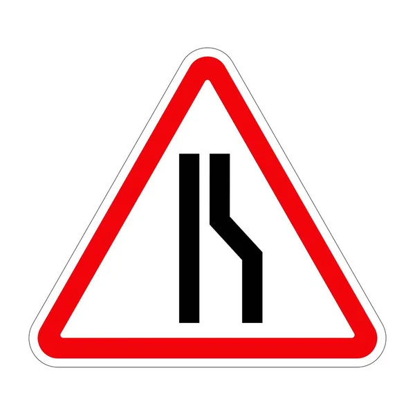 Traffic Sign Road Narrows Right White Background Illustration — Stock Photo, Image