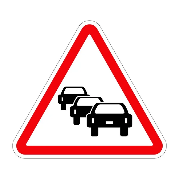 Road Sign Traffic Queues Likely Ahead White Background Illustration — Stock Photo, Image