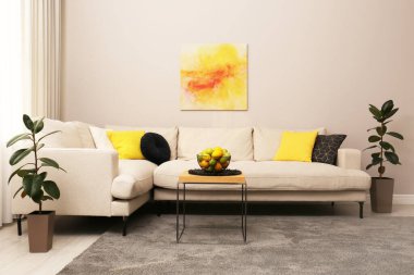 Modern rahat kanepeyle iç mekan çok şık.