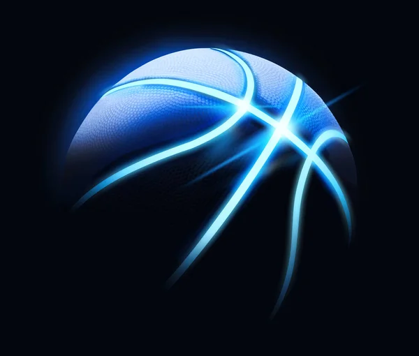 Basketbal Bal Met Neon Lijnen Zwarte Achtergrond Creatief Ontwerp — Stockfoto
