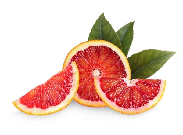 Pyszne Dojrzałe Czerwone Pomarańcze Białym Tle — Zdjęcie stockowe