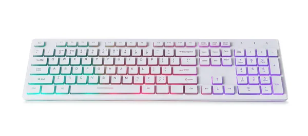 Modern Mechanical Rgb Keyboard Isolated White — Stock Photo, Image