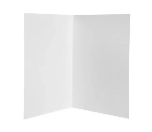 Ouvrir Brochure Papier Vierge Isolé Sur Blanc Maquette Pour Design — Photo