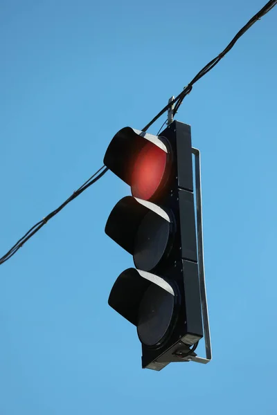 Zicht Verkeerslicht Tegen Blauwe Lucht — Stockfoto