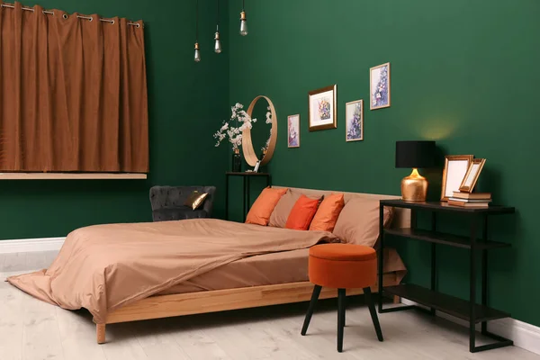 Elegante Dormitorio Con Muebles Modernos Diseño Interiores —  Fotos de Stock