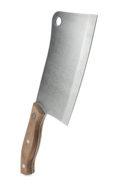 Beyaz saplı büyük, keskin bir satır bıçağı.