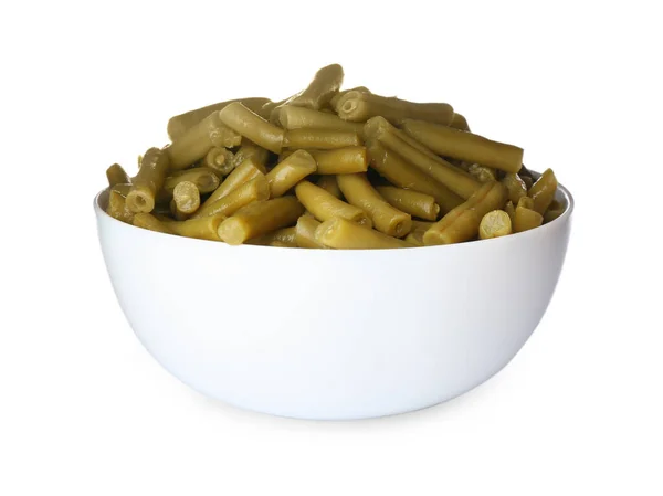Canned Green Beans Bowl Isolated White — Stock Photo, Image