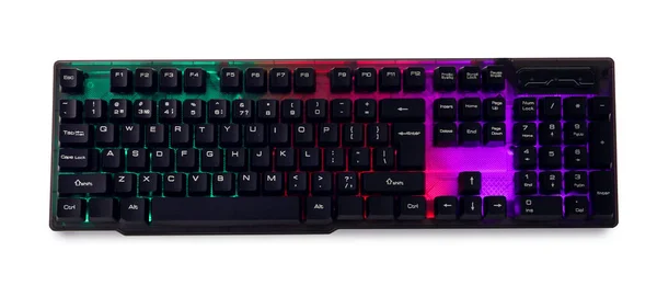 Moderní Mechanická Klávesnice Rgb Izolovaná Bílém — Stock fotografie